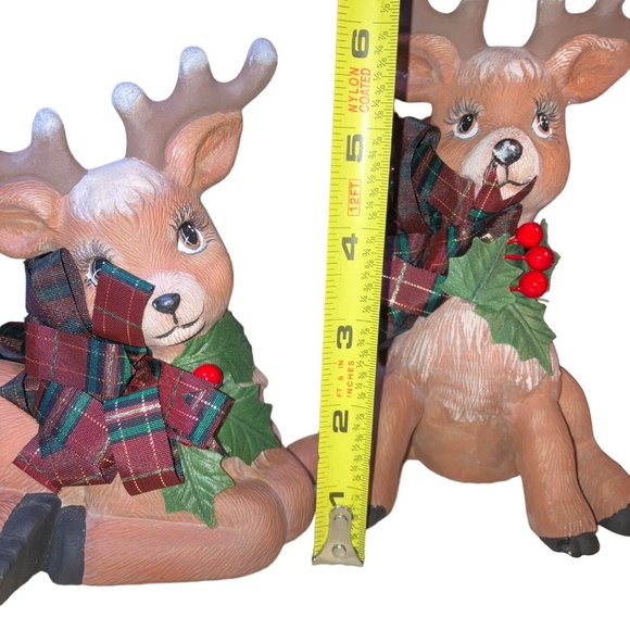 Ceramic Christmas Deer Reindeer Figurines Hand Painted - Picture 14 of 15